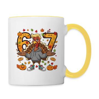 Automne Turquie 57 Sweat à capuche Graphic - Mug contrasté - blanc/jaune - Droite