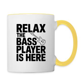 Détendez-vous, le bassiste est là - Mug contrasté - blanc/jaune - Droite