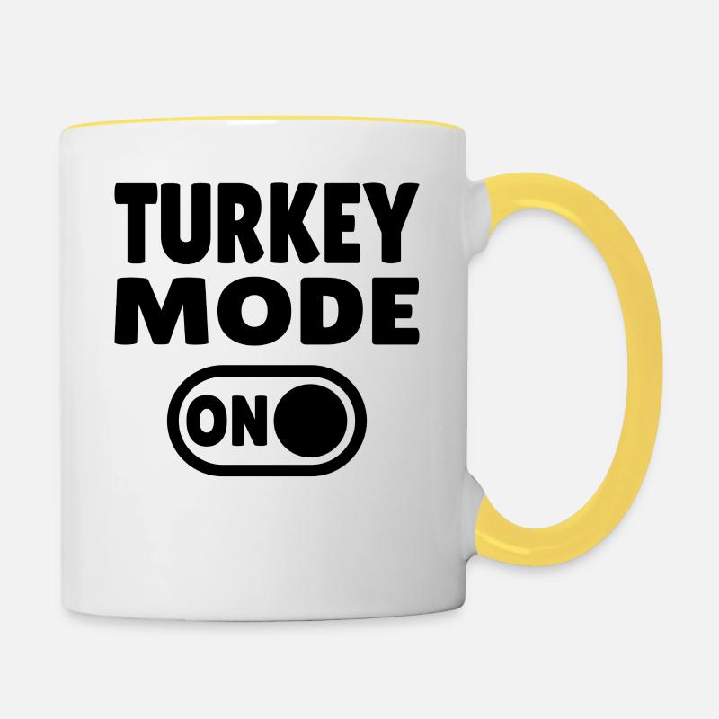 Mode dinde activé - Mug contrasté - blanc/jaune