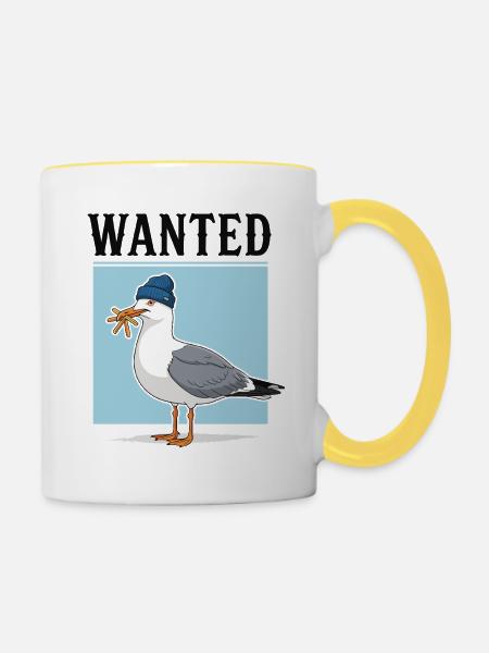 Gesuchte Pommes-möwe - Tasse zweifarbig - Weiß/Gelb