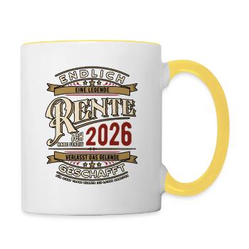 Vintage Rente 2026 | Ruhestand | Pension Tasse - Tasse zweifarbig - Weiß/Gelb - Rechts