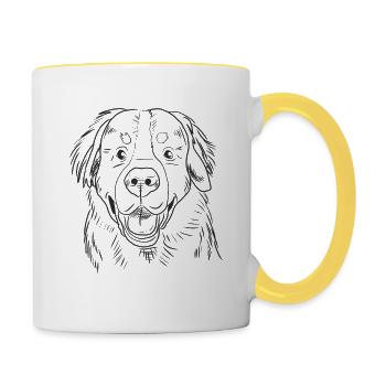 Bernese Mountain Dog Dad Sketch Art Pride - Contrasting Mug - white/yellow - Right