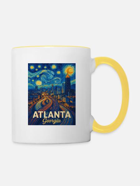 Atalanta Georgia - Tasse zweifarbig - Weiß/Gelb