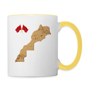 Landkarte Marokko Vintage Flaggen - Tasse zweifarbig - Weiß/Gelb - Rechts