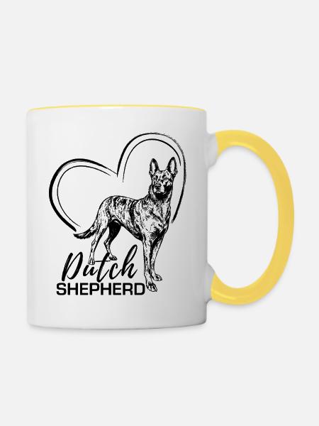 Dutchie - Holländischer Schäferhund - Tasse zweifarbig - Weiß/Gelb