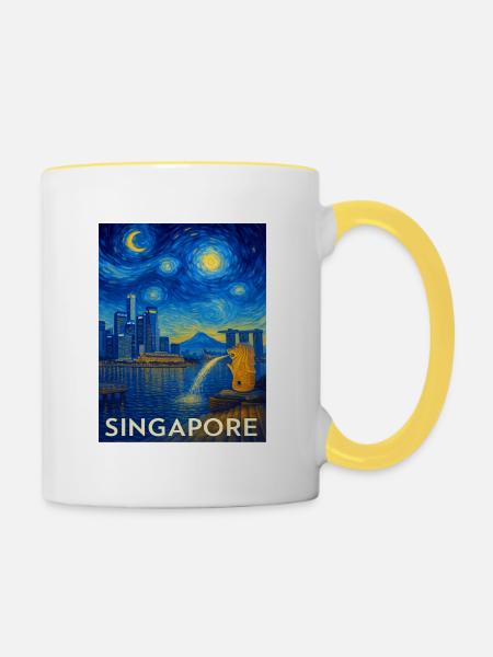 Singapur - Tasse zweifarbig - Weiß/Gelb