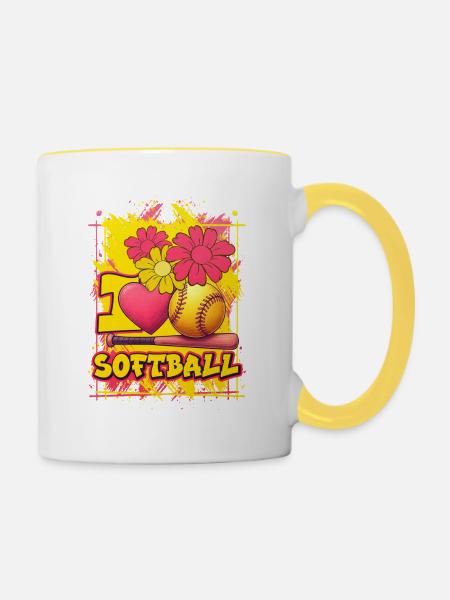 Softball - Tasse zweifarbig - Weiß/Gelb