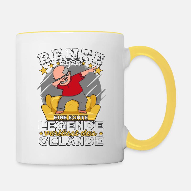 Retraité 2026 Idée cadeau Retirement Legend - Mug contrasté - blanc/jaune