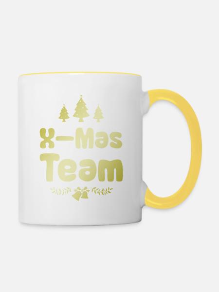 X-Mas Team - Tasse zweifarbig - Weiß/Gelb