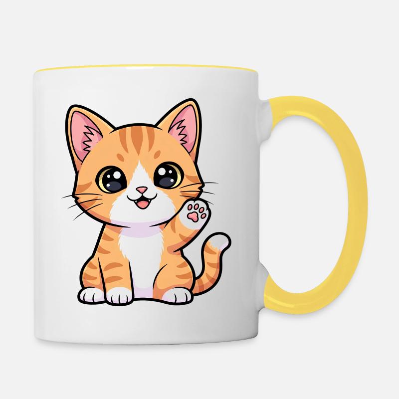Sunny Paws Ginger Kitten - Contrasting Mug - white/yellow