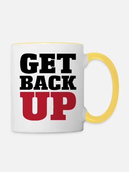 Judo Grafik Get Back Up - Tasse zweifarbig - Weiß/Gelb