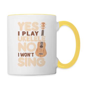Hawaiian Ukulele Uke Yes I Play - Mug contrasté - blanc/jaune - Droite