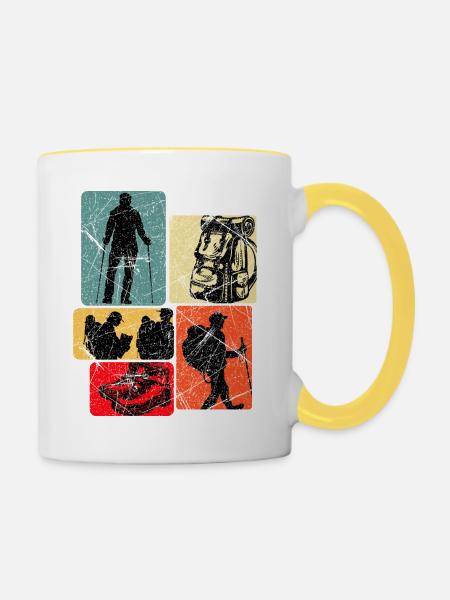 Wanderpfad Collage - Tasse zweifarbig - Weiß/Gelb