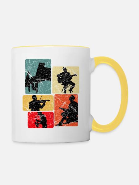Musik Silhouetten Collage - Tasse zweifarbig - Weiß/Gelb