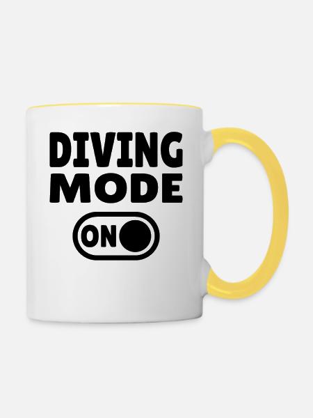 Diving Mode On – Tauchen - Tasse zweifarbig - Weiß/Gelb