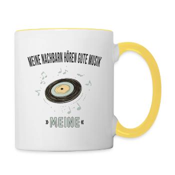Meine Nachbarn hören gute Musik – Meine - Contrasting Mug - white/yellow - Right