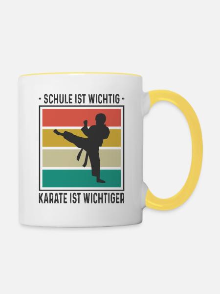 Kinder Karate Training Geschenke - Tasse zweifarbig - Weiß/Gelb