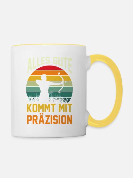 Bogenschütze Bogensport Bogenschießen - Tasse zweifarbig - Weiß/Gelb