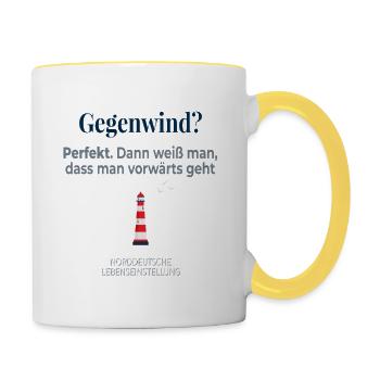 Vent? Parfait – Passons à l’autre ! - Mug contrasté - blanc/jaune - Droite