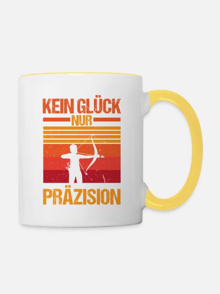 Bogenschütze Bogensport Bogenschießen - Tasse zweifarbig - Weiß/Gelb