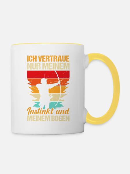 Bogenschütze Bogensport Bogenschießen - Tasse zweifarbig - Weiß/Gelb
