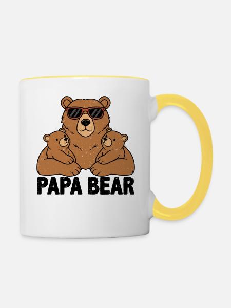 Papa Bear - Tasse zweifarbig - Weiß/Gelb