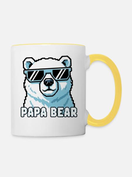 Papa Bear - Tasse zweifarbig - Weiß/Gelb