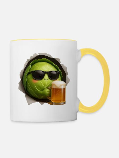 Kohl Bier - Tasse zweifarbig - Weiß/Gelb