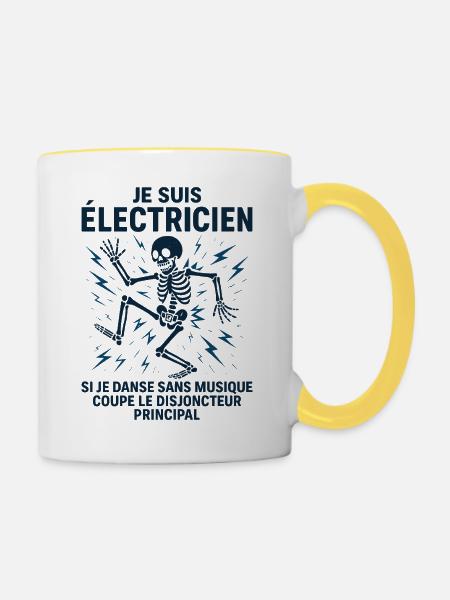 Elektriker-Mann-Humor – Ich bin Elektriker - Tasse zweifarbig - Weiß/Gelb