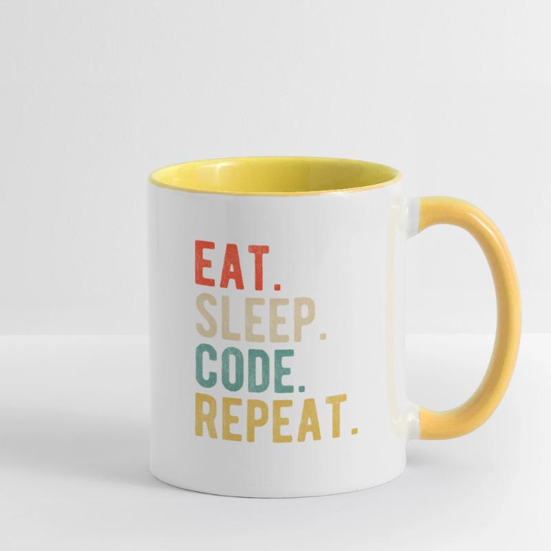 Eat Sleep Code Repeat Programmierer Nerd Retro Tasse zweifarbig