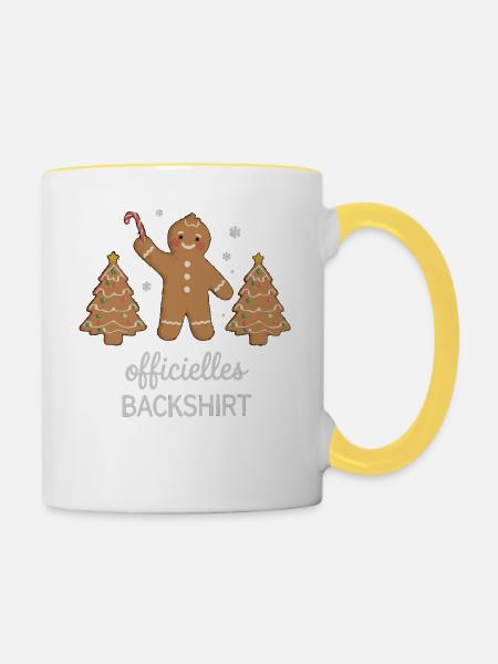 Plätzchen Backen Weihnachtszeit Kekse Lebkuchen - Tasse zweifarbig - Weiß/Gelb