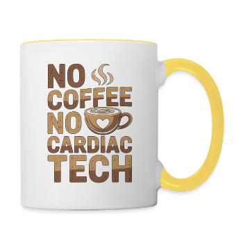 Cardiac Tech No Coffee No Sonography Coffee Lover - Tasse zweifarbig - Weiß/Gelb - Rechts