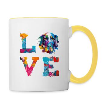 German Shorthaired Pointer Love Colorful Dog Art - Contrasting Mug - white/yellow - Right