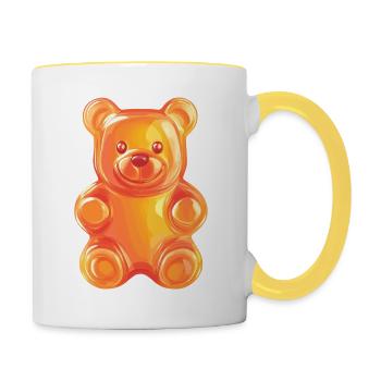 Gummibär Neonorange Illustration - Tasse zweifarbig - Weiß/Gelb - Rechts