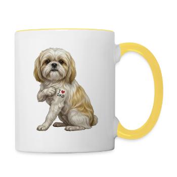 I Love Dad Dog Portrait Tee - Contrasting Mug - white/yellow - Right