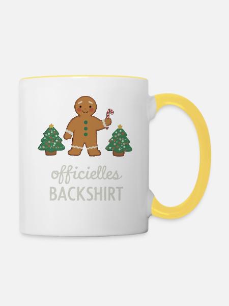 Plätzchen Backen Weihnachtszeit Kekse Lebkuchen - Tasse zweifarbig - Weiß/Gelb