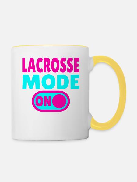 Lacrosse Mode ON - Tasse zweifarbig - Weiß/Gelb