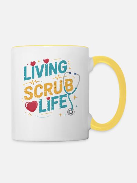 Leben im Scrub-Leben - Tasse zweifarbig - Weiß/Gelb