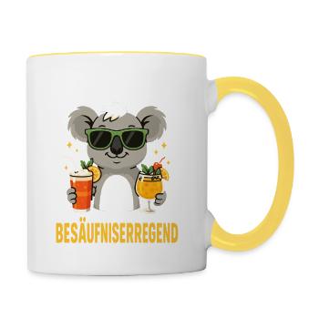 cocktail koala, che-shirt de soirée sur l’ivresse - Mug contrasté - blanc/jaune - Droite