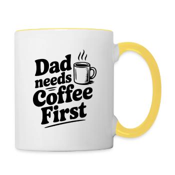 Dad Needs Coffee First - Contrasting Mug - white/yellow - Right