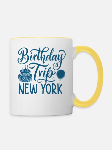 NYC Birthday Trip - Tasse zweifarbig - Weiß/Gelb