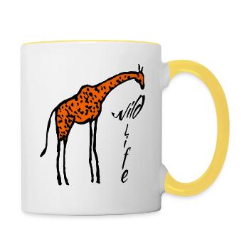 Giraffe wildlife - Contrasting Mug - white/yellow - Right