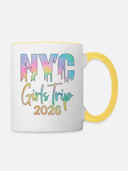 NYC Girls Trip 2026 - Tasse zweifarbig - Weiß/Gelb