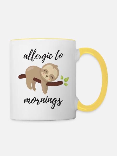 Allergisch gegen Morgen - Tasse zweifarbig - Weiß/Gelb