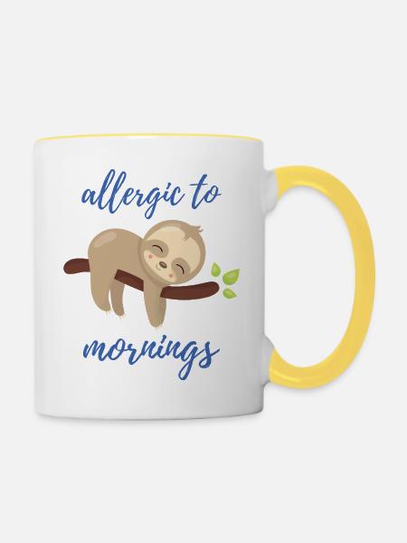 Allergisch gegen Morgen - Tasse zweifarbig - Weiß/Gelb