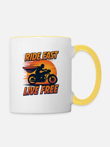 Ride Fast Live Free - Tasse zweifarbig - Weiß/Gelb