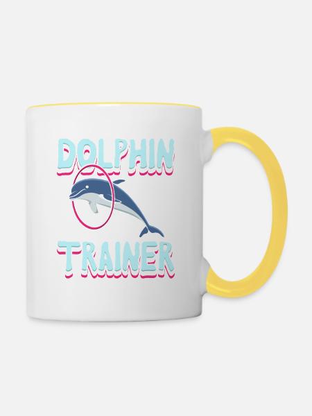 Dolphin Trainer Ocean Lover Design - Tasse zweifarbig - Weiß/Gelb
