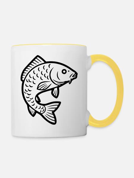 Karpfen Springend Fisch Angeln - Tasse zweifarbig - Weiß/Gelb