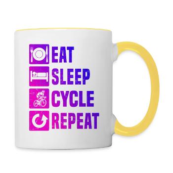 Motif classique du vélo de route - Mug contrasté - blanc/jaune - Droite