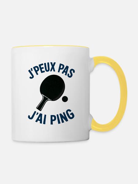 Ich kann nicht, ich ping. - Tasse zweifarbig - Weiß/Gelb